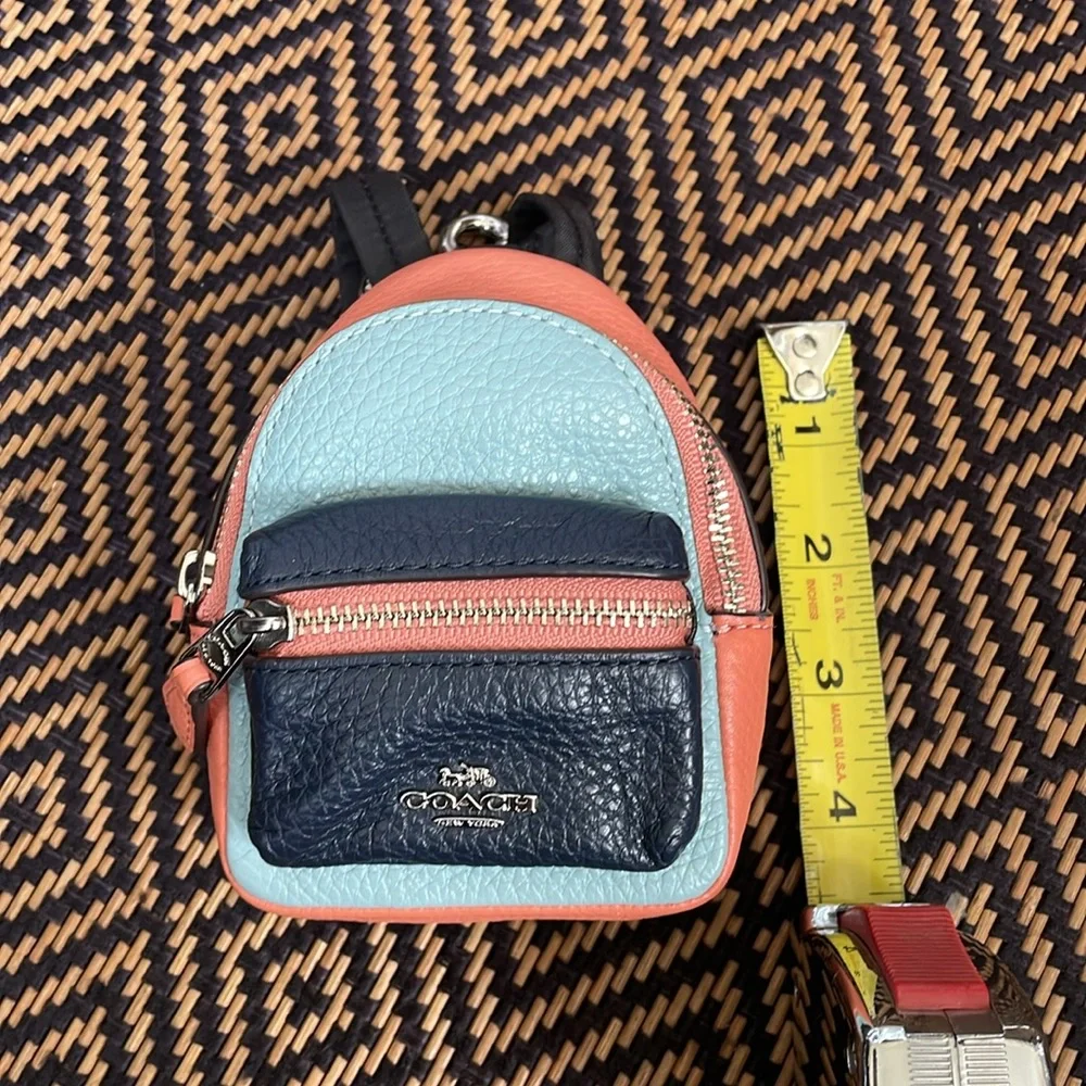 Coach backpack key chain F73064 bag charm Seafoam Multi-color Green orange navy